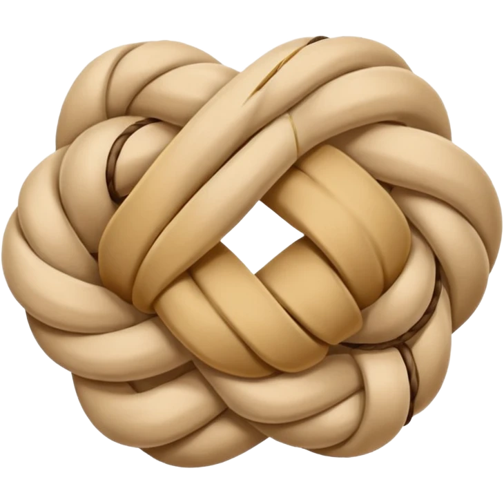 rope tied in a simple knot, rounded edges, cute, soft shading, emoji