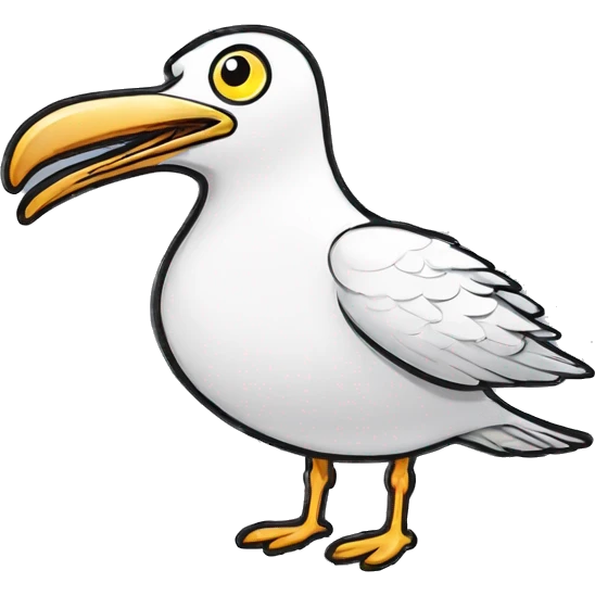 Sparkling crazy seagull flying mad eyes illustration doodle high contrast emoji