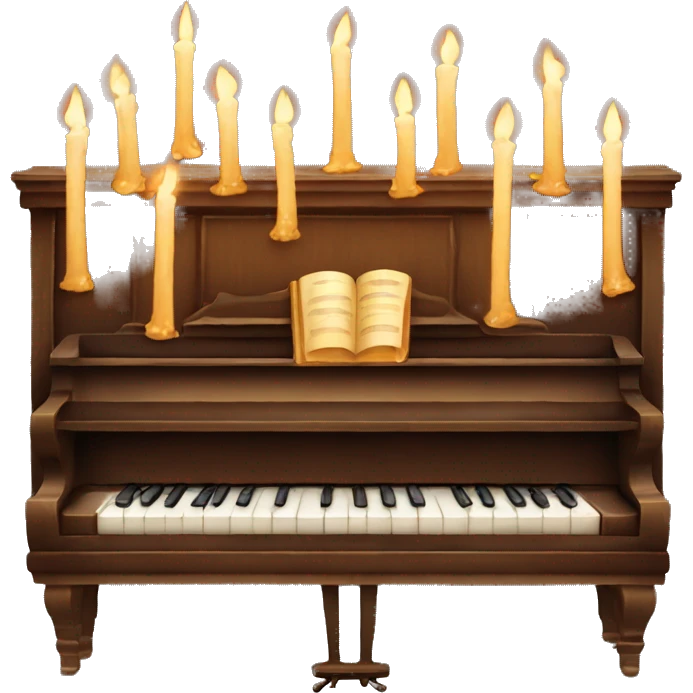 vintage piano with melted candles on top emoji