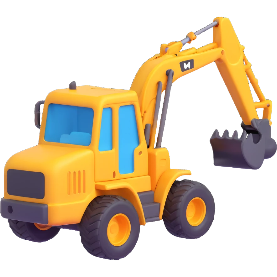 a digger construction vehicle, 3D emoji style emoji