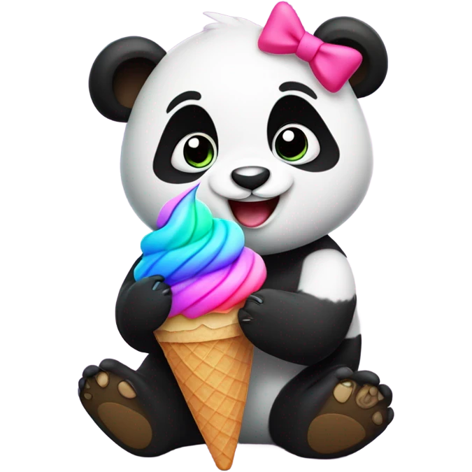 Panda eating ice cream emoji