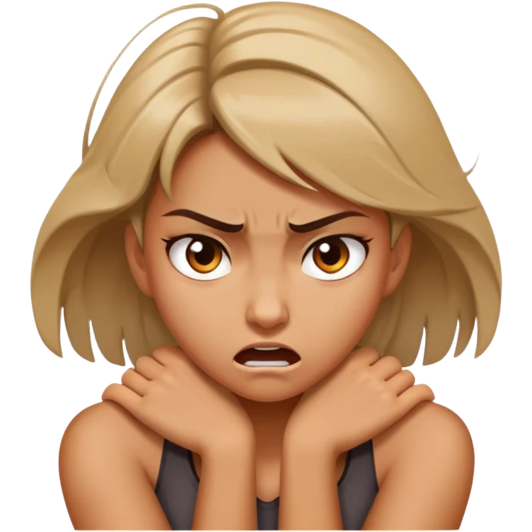 girl arms around neck angry emoji