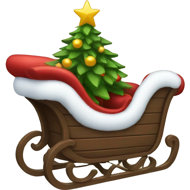Sleigh with a Christmas tree emoji