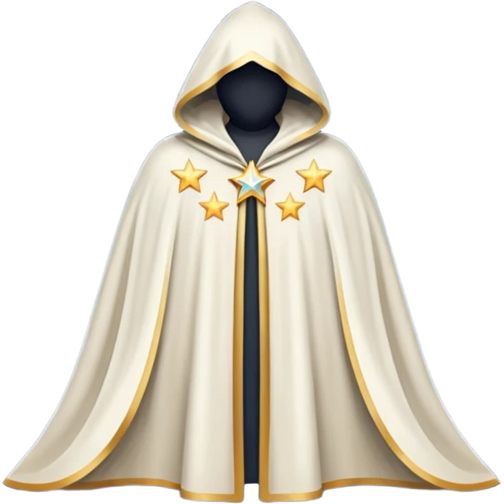a fantasy  magic, white color with star pattern cloak emoji