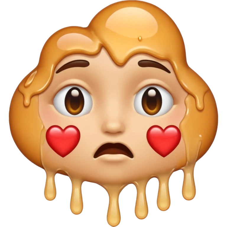 Heart eye emoji, with glue in his face emoji