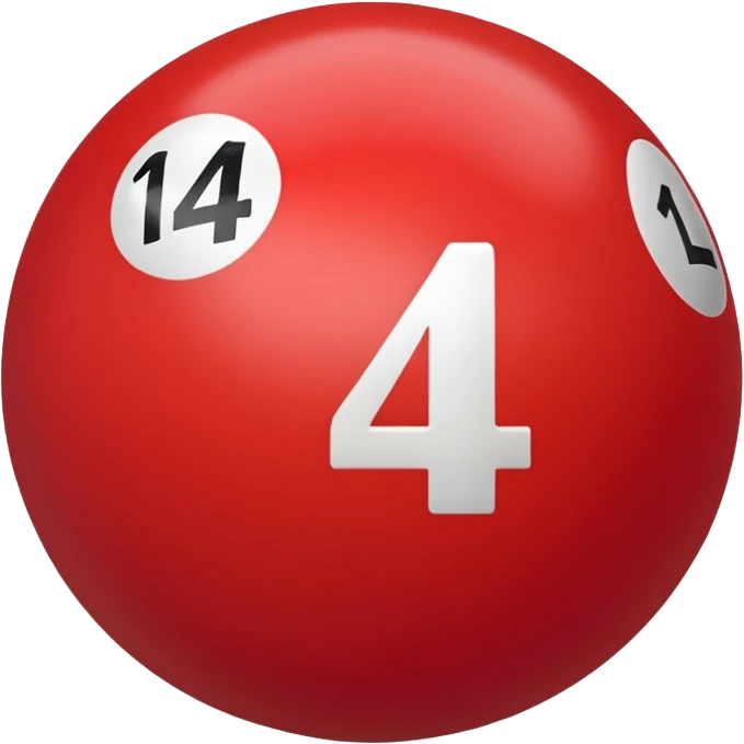 The number 14 on a red pool ball emoji