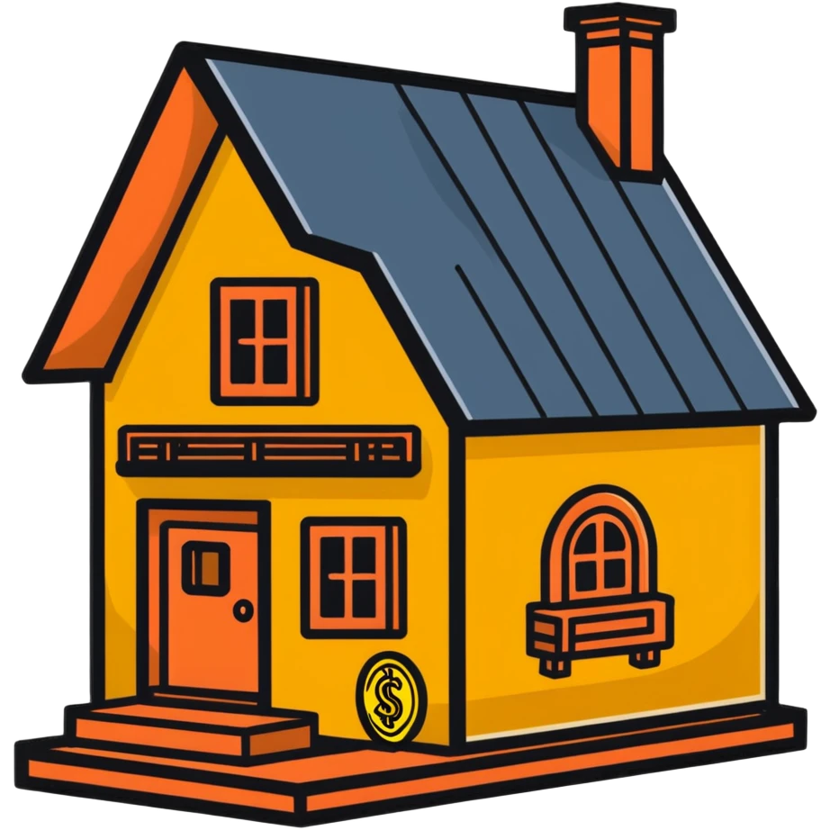 penny coin cut open revealing a cute little character living inside, penny interior decorated like a tiny house with furniture emoji