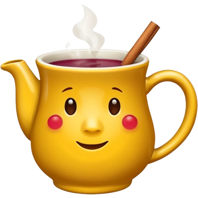 a yellow mug with steaming mulled wine emoji