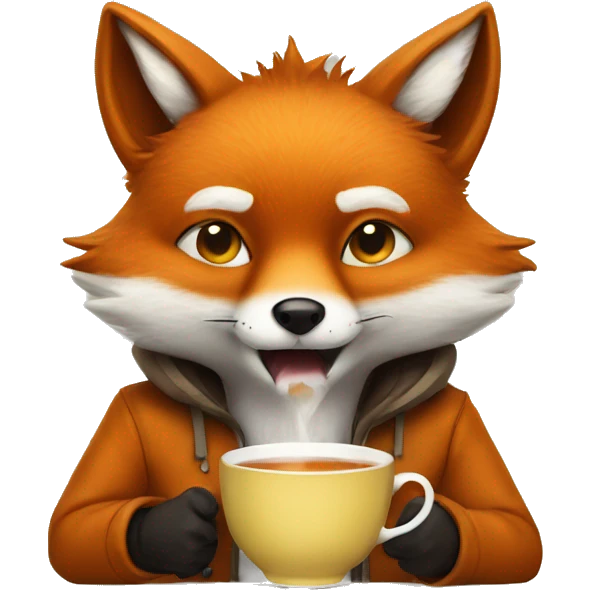 a fox with hot tea emoji