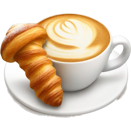 Cup of cappuccino with croissant emoji