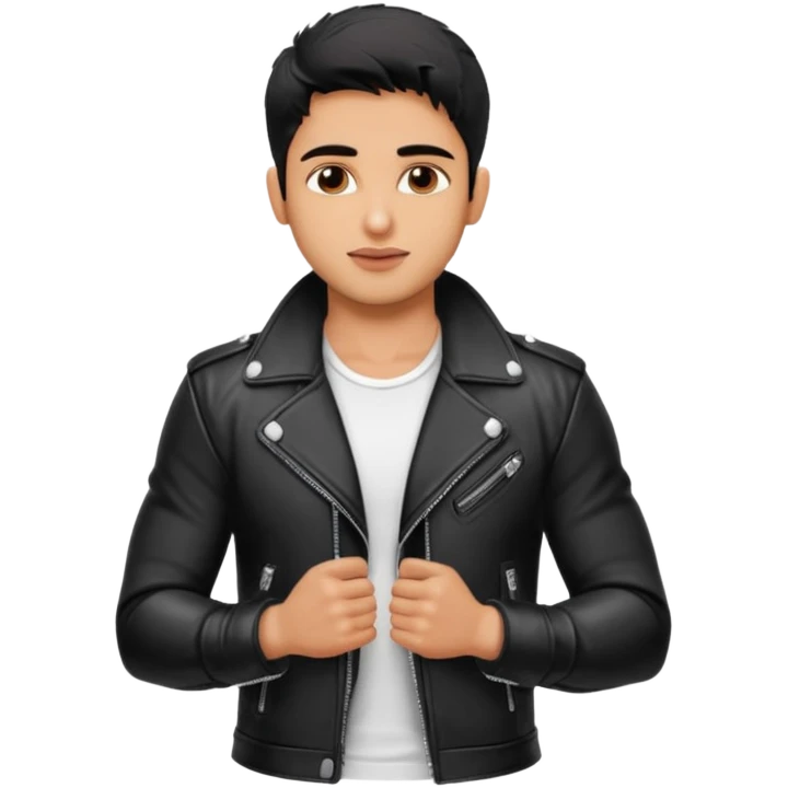 generate a pretty bratz siddharth malhotra, LEAN BUT MUSCULAR WEARING A black LEATHER JACKET emoji