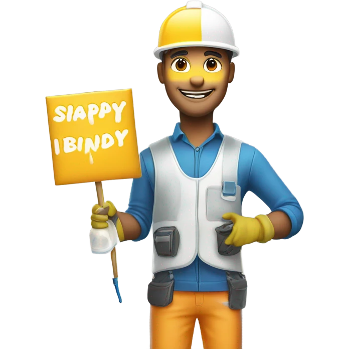 Spray foam worker saying Happy Birthday  emoji