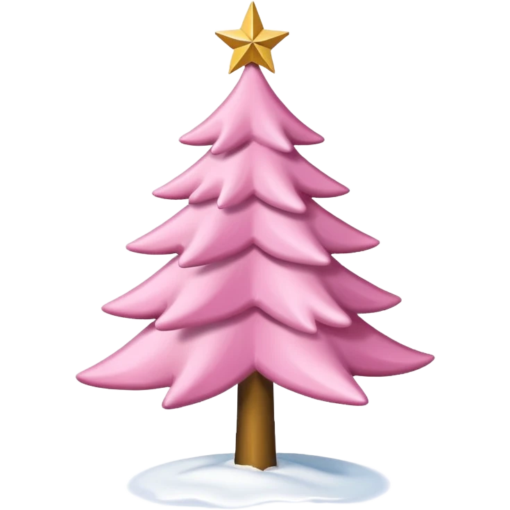 Pink Christmas tree with snow on the branches and a gold star on top no baubles  emoji