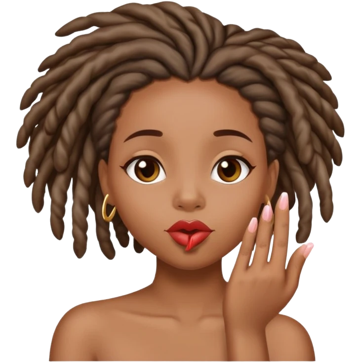 Black girl with locs blowing kisses emoji