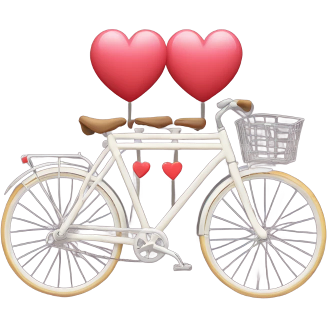 Tandem bicycle with hearts  emoji