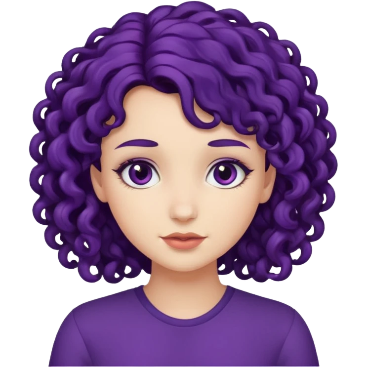 pretty girl with curly dark purple hair and fair skin  emoji