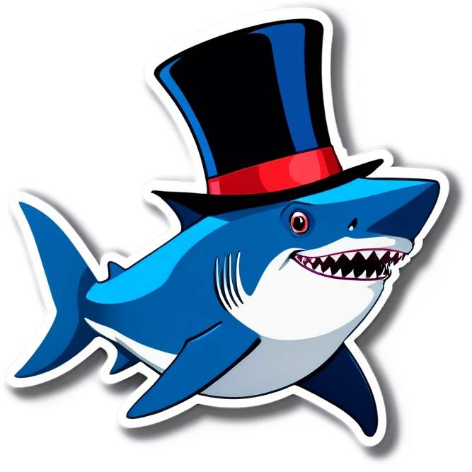 Shark with a top hat emoji