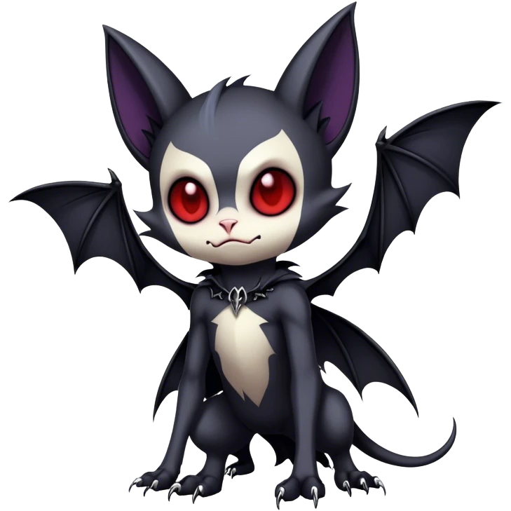 Edgy Cool Cute Gothic-Emo-Vampiric-Bat-Feline-Fakemon-Hybrid full body emoji