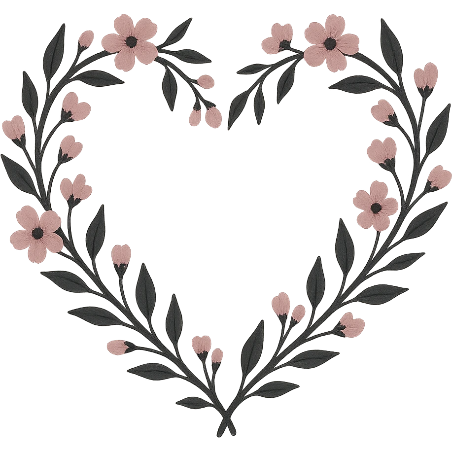 pink black wreath heart, remove background emoji