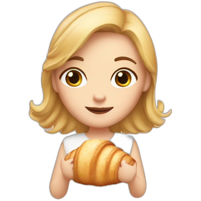 Cute white girl with croissant  emoji