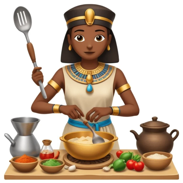 ancient Egyptian cooking scene in hieroglyphic style emoji