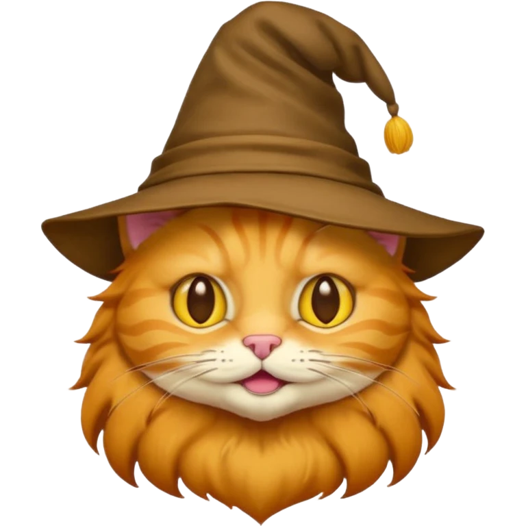 Yellow cat emoji wearing a sorting hat emoji
