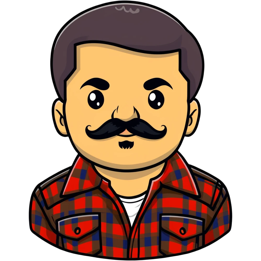 El Chapo character with mustache and flannel shirt emoji