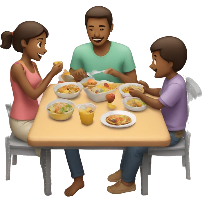 Parents eating lunch with their babies emoji