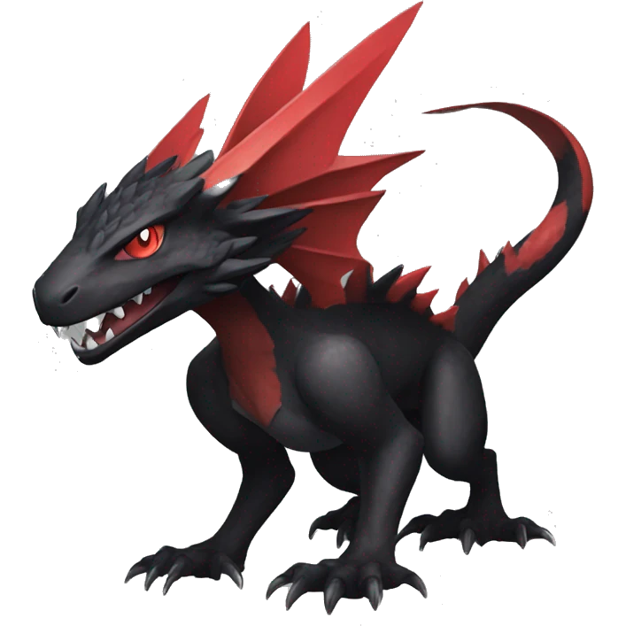 cool edgy black and red Dark-type nargacuga Pokémon full body emoji