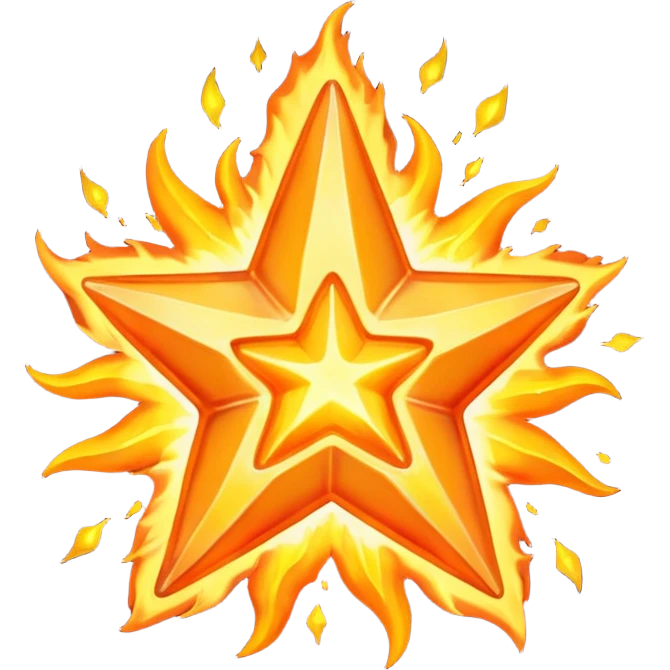 
 Metal star on fire emoji