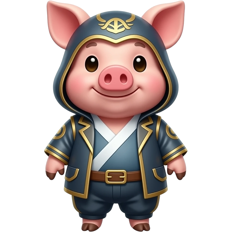 A pig wearing a Jiraikei outfit. emoji