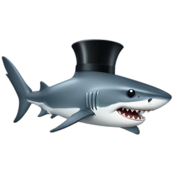 Shark with a top hat emoji