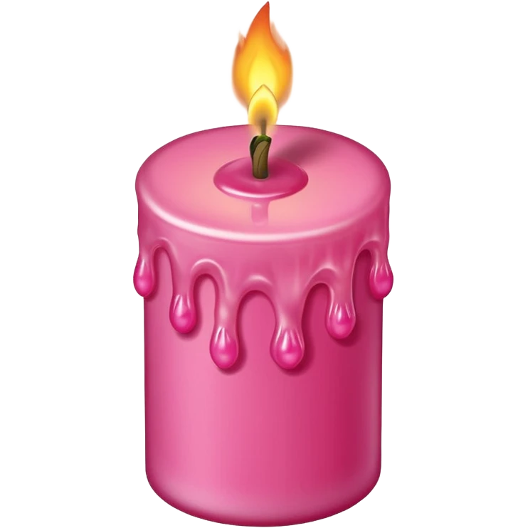 A drawing of a flaming pink candle that could be used at a romantic dinner table. The camera should be isometric at a 75-degree angle. emoji
