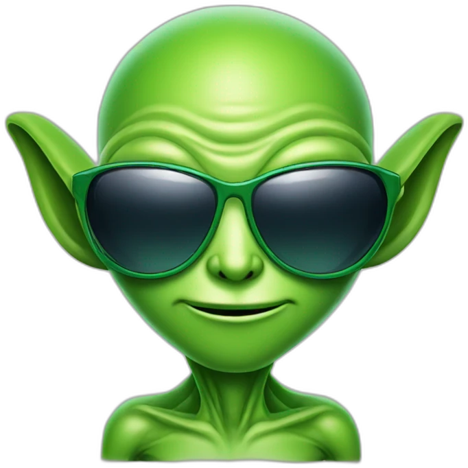 Green cartoon alien with sunglasses  emoji