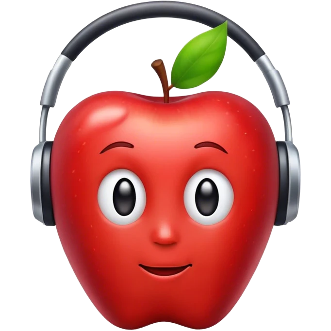 A red apple listening to music emoji