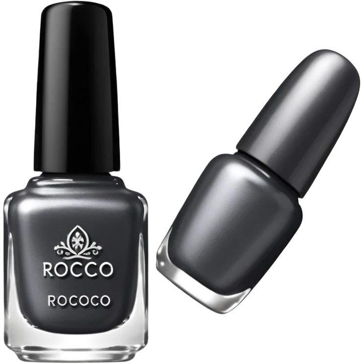 Dark grey metallic rococo style nail polish    emoji