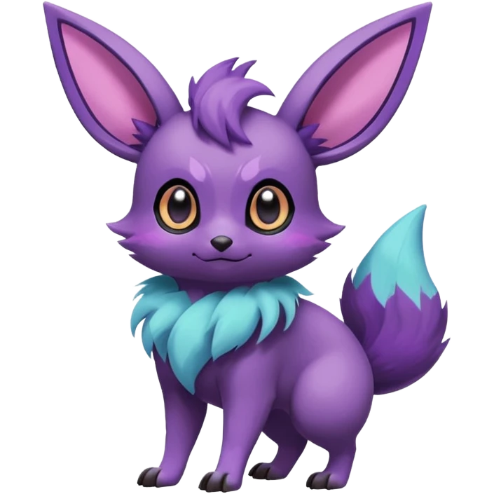 Rare exotic cute epic aestheti-Eevee-Noibat-species-Fakemon-hybrid-creature, with markings, full body emoji