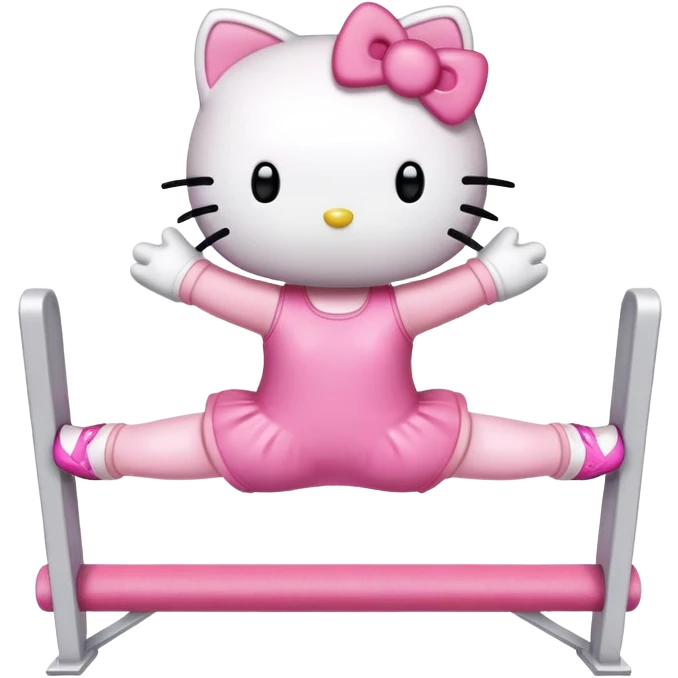 Hello Kitty doing a gymnastics straight jump emoji