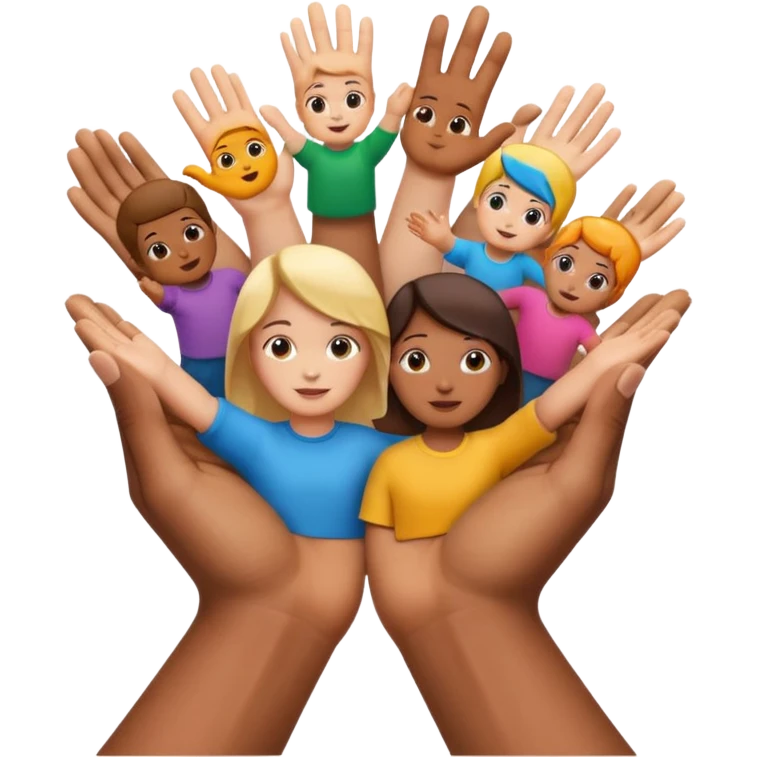 open hands holding multiple child icons emoji
