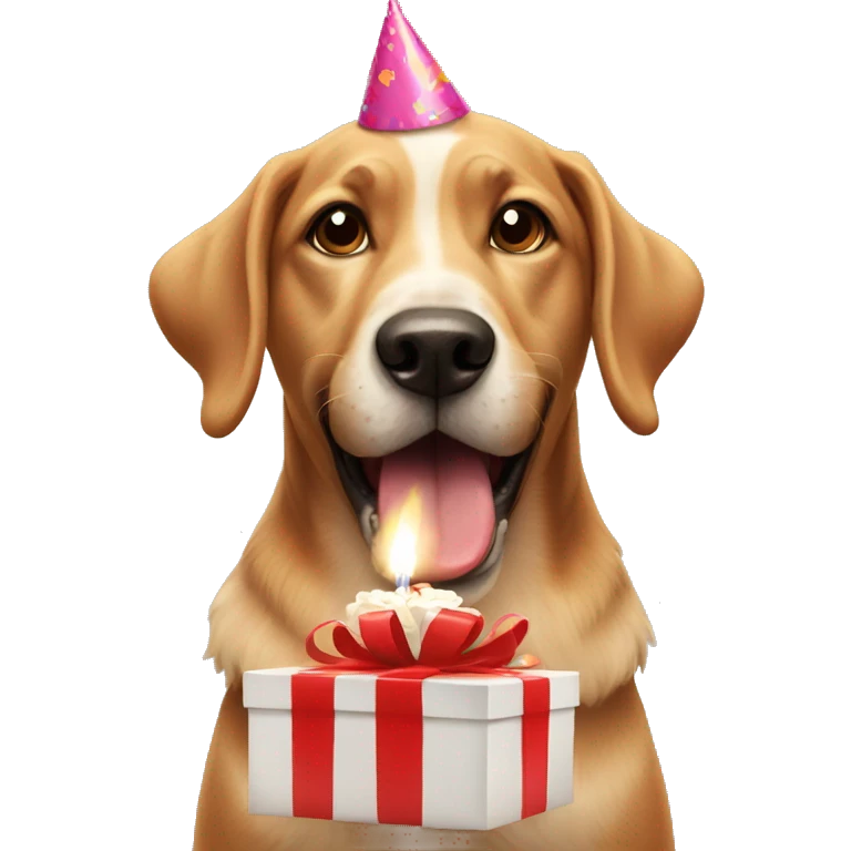 dog having birthday present  emoji