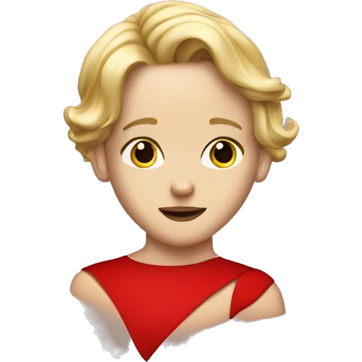 white boy earing a red dress with high heels andlipstck emoji