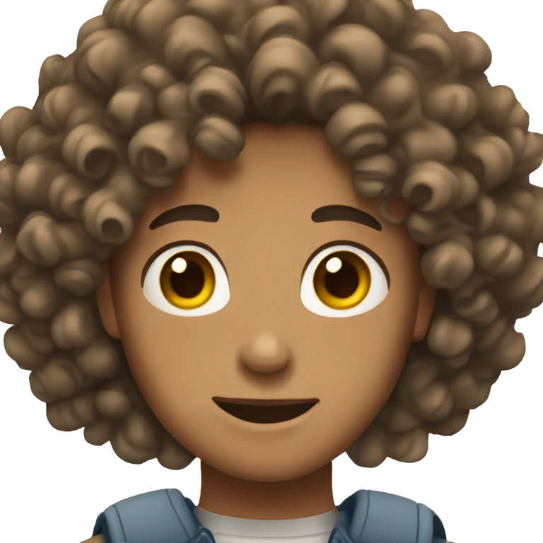 teenage with curly hair and tan skin is a male emoji