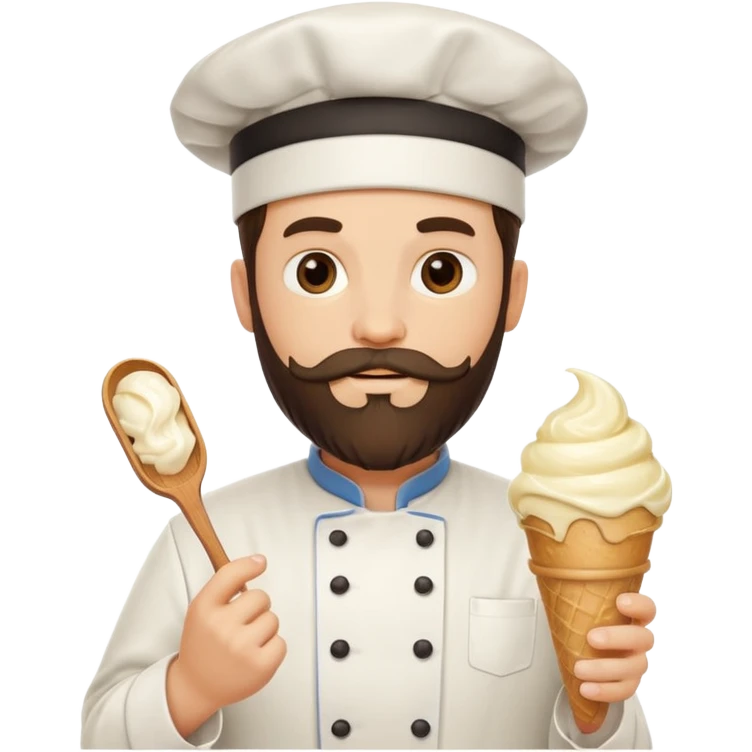 bearded chef holding ice cream emoji