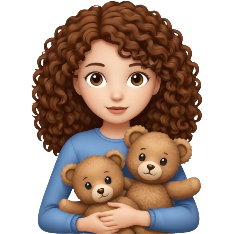 curly hair girl with bear  emoji