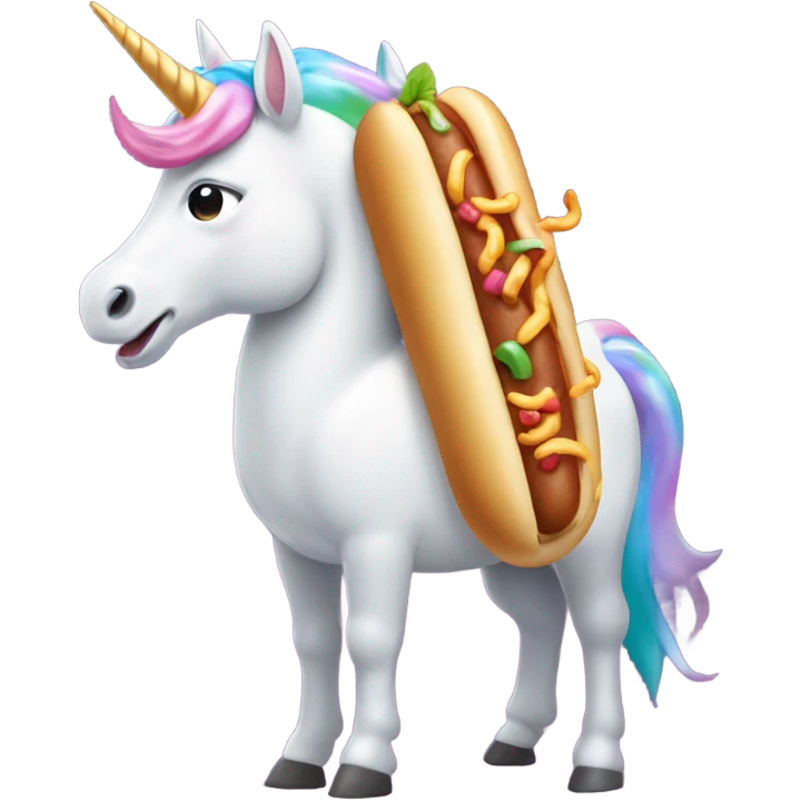 an unicorn who eats hotdogs emoji