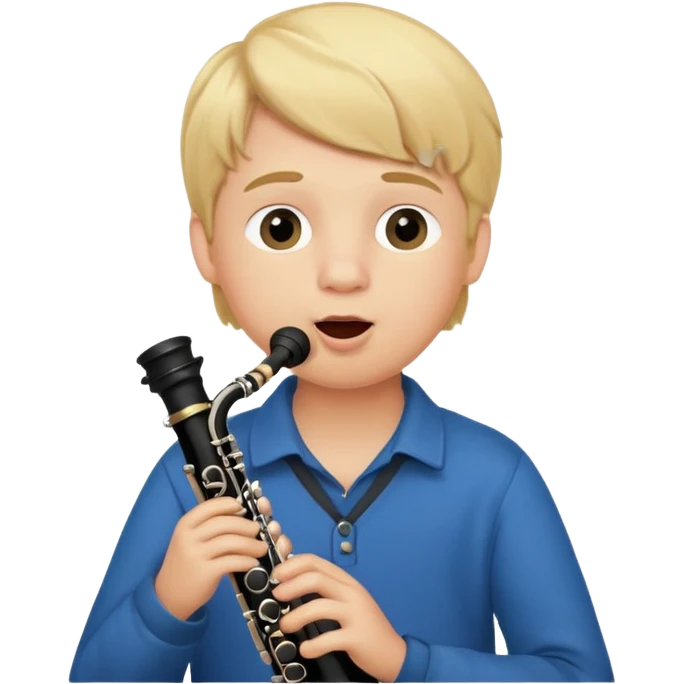 Ragazzo biondo con guance rosse che suona clarinetto emoji