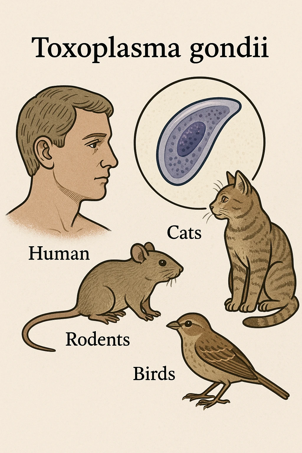 Toxoplasma gondii, che infetta tutti gli animali a sangue caldo, compreso l'essere umano emoji