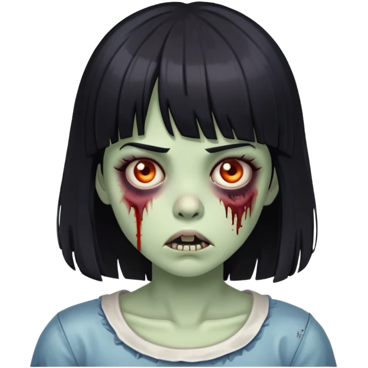 zombie girl with medium black hair with bangs  emoji