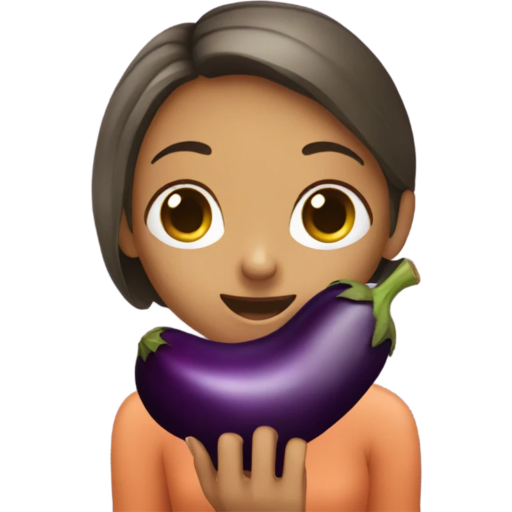 Girl eating an eggplant  emoji