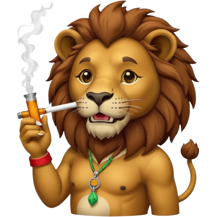 Lion hitting a bong emoji